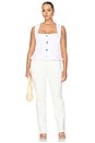 view 8 of 8 Button Front Peplum Top in White001