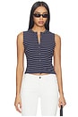 view 1 of 5 The Rib Splay Top in Horizon Stripe Ink
