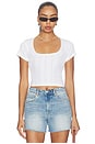 view 1 of 4 The Pointelle Square Neck Top in White