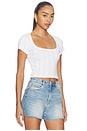view 2 of 4 The Pointelle Square Neck Top in White