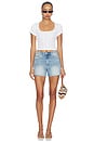 view 4 of 4 The Pointelle Square Neck Top in White