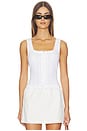 view 1 of 4 The Pointelle Button Down Tank Top in White