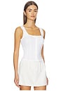 view 2 of 4 The Pointelle Button Down Tank Top in White