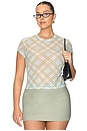 view 2 of 8 The Mesh Baby Tee in Summer Plaid Honey