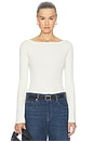 view 1 of 4 The Rib Scoop Boat Neck Top in Chalk