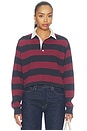 view 1 of 4 The Cropped Rugby Polo in Navy Berry Noir Block Stripe