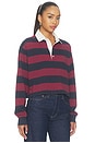 view 2 of 4 The Cropped Rugby Polo in Navy Berry Noir Block Stripe
