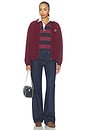 view 5 of 4 The Cropped Rugby Polo in Navy Berry Noir Block Stripe