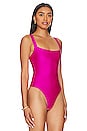 view 5 of 11 Compression Shine Bodysuit in Fuchsia Pink001