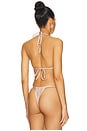 view 5 of 6 Satin Tiny Ties Bikini Top in Champagne Tropical Hibiscus001