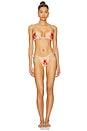view 7 of 8 Satin Tiny Ties Bikini Bottom in Champagne Tropical Hibiscus001