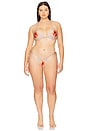 view 8 of 8 Satin Tiny Ties Bikini Bottom in Champagne Tropical Hibiscus001