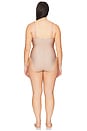 view 6 of 6 Satin Deep Dive One Piece Swimsuit in Champagne Tropical Hibiscus001