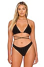 view 1 of 9 Jacquard Tiny Ties Wrap Bikini Top in Black