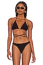 view 2 of 9 Jacquard Tiny Ties Wrap Bikini Top in Black