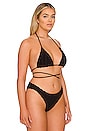 view 4 of 9 Jacquard Tiny Ties Wrap Bikini Top in Black