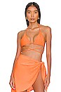 view 1 of 9 Jacquard Tiny Ties Wrap Bikini Top in Orange Cream