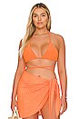 view 2 of 9 Jacquard Tiny Ties Wrap Bikini Top in Orange Cream