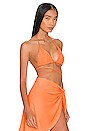 view 3 of 9 Jacquard Tiny Ties Wrap Bikini Top in Orange Cream