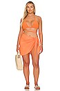 view 8 of 9 Jacquard Tiny Ties Wrap Bikini Top in Orange Cream
