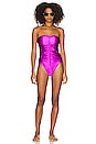 view 7 of 7 Strapless Ruched Onepiece in Bright Orchid001