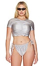 view 2 of 8 Ruched Cropped Tee in Silver