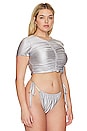 view 4 of 8 Ruched Cropped Tee in Silver