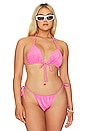 view 2 of 10 Sparkle Tie Front Triangle Top in Knockout Pink001