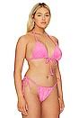 view 4 of 10 Sparkle Tie Front Triangle Top in Knockout Pink001