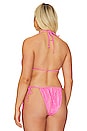 view 6 of 10 Sparkle Tie Front Triangle Top in Knockout Pink001