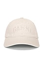 view 2 of 3 Washed Cotton Canvas Embroidered Cap in Egret