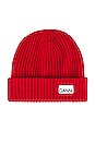 view 3 of 3 Rib Knit Beanie in High Risk Red