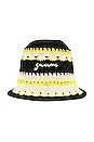 view 2 of 3 Cotton Crochet Bucket Hat in Golden Kiwi