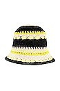 view 3 of 3 Cotton Crochet Bucket Hat in Golden Kiwi