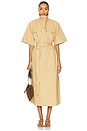view 1 of 4 Classic Summer Suiting Cowl Neck Long Dress in Pale Khaki