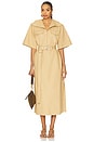 view 2 of 4 Classic Summer Suiting Cowl Neck Long Dress in Pale Khaki