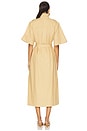 view 4 of 4 Classic Summer Suiting Cowl Neck Long Dress in Pale Khaki