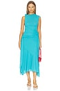 view 1 of 3 Marl Mesh Draped Knot Detailing Long Dress in River Blue