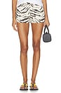view 1 of 7 Print Denim Mini Shorts in Egret
