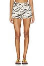 view 2 of 7 Print Denim Mini Shorts in Egret