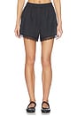 view 2 of 7 Light Linen Lace Hem Shorts in Black