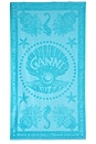 view 1 of 2 Stripe Beach Jacquard Towel in Blue Curacao