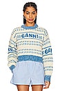 view 1 of 4 Cropped O-Neck Sweater in Strong Blue