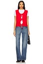 view 4 of 4 Light Mohair Tie String Vest in Racing Red