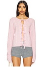 view 1 of 5 Cashmere Mix Tie String Cardigan in Mauve Chalk