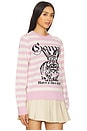 view 2 of 4 Striped Bunny Graphic Sweater in Primrose Pink