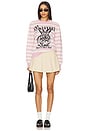 view 4 of 4 Striped Bunny Graphic Sweater in Primrose Pink