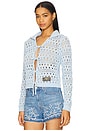 view 2 of 4 Tie String Cardigan in Soft Chambray