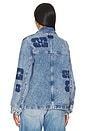 view 4 of 5 Patch Denim Jacket in Mid Blue Stone