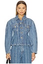 view 1 of 5 Structured Denim Fitted Jacket in Mid Blue Stone